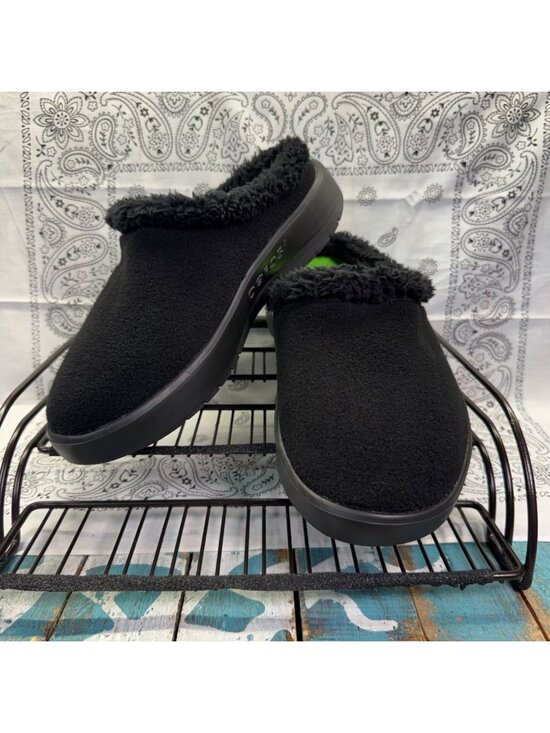 NEW Oofos Oocoozie Sherpa Mule Slipper Recovery Comfort Black Mens Size 9 main image 8